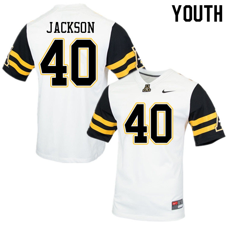 Youth #40 Cole Jackson Appalachian State Mountaineers College Football Jerseys Sale-White